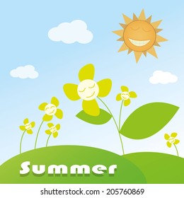 Vector illustration of a beautiful summer landscape