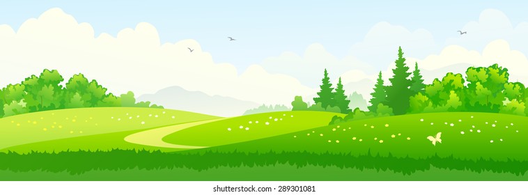 Vector illustration of a beautiful summer landscape