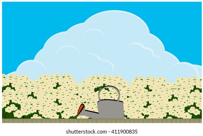 Vector illustration of a beautiful summer sunrise landscape