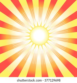 Vector illustration of beautiful Sunny day on the background of sunlight yellow