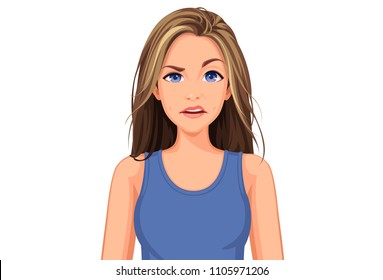 Vector illustration of beautiful teenage girl with bitchy facial expression 19