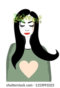 Vector illustration of beautiful teenage girl with different facial expression