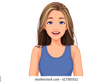 Vector illustration of beautiful teenage girl with different facial expression 6