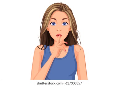 Vector illustration of beautiful teenage girl with different facial expression 15