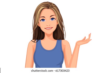 Vector Illustration Of Beautiful Teenage Girl With Different Facial Expression 5