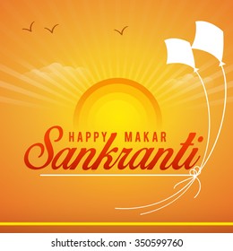 Vector illustration Beautiful text on colorful  background design of Makar Sankrant.