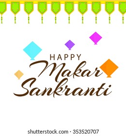 Vector illustration Beautiful text on grungy background design of Makar Sankrant.