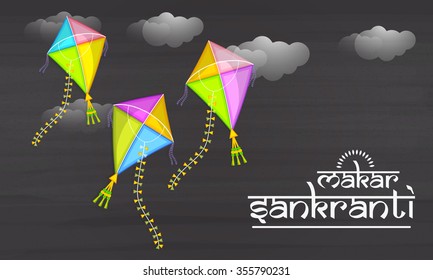 Vector illustration Beautiful text on grungy background design of Makar Sankranti.