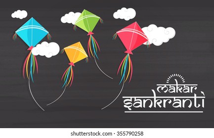 Vector illustration Beautiful text on grungy background design of Makar Sankranti.