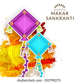 Vector illustration Beautiful text on grungy background design of Makar Sankranti.