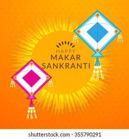 Vector illustration Beautiful text on grungy background design of Makar Sankranti.