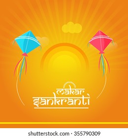 Vector illustration Beautiful text on grungy background design of Makar Sankranti.