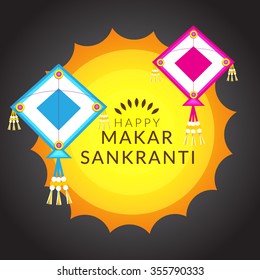 Vector illustration Beautiful text on grungy background design of Makar Sankranti.