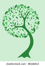 A vector illustration of a beautiful tree in green tones