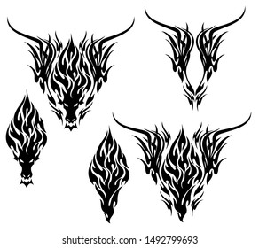Vector illustration of the beautiful tribal and dragon,