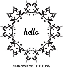 Vector illustration beautiful typography of flower frame for design lettering hello