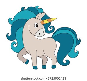 Vektorgrafik ein schönes Einhorn macht das Lächeln