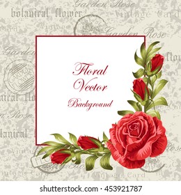 Vector illustration of a beautiful vintage frame with flowers for invitations and birthday cards.