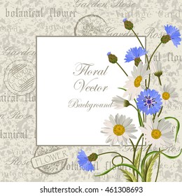 Vector illustration of a beautiful vintage frame with flowers for invitations and birthday cards.