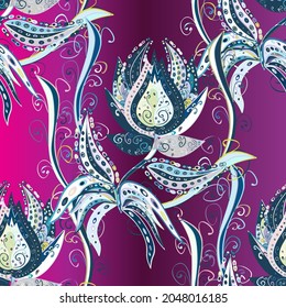 Vector illustration. Beautiful watercolor pattern with flowers. On neutral, blue and purple colors.