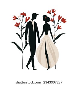 Vector illustration of beautiful wedding couple