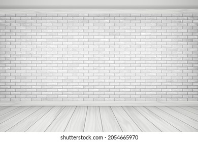 Vektorgrafik schön Weiße Ziegelwand und Holzfußboden Vintage Ausrichtung Textur Muster Hintergrund.