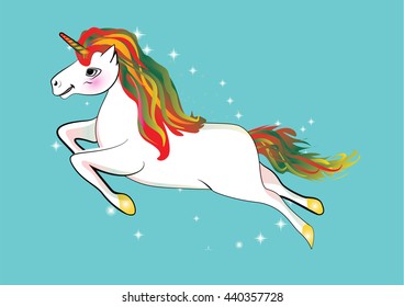 Vector Illustration of beautiful white Unicorn