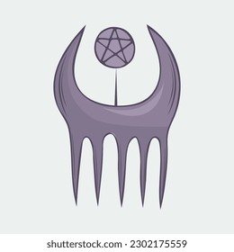 Vector illustration of a beautiful witchs crest depicting a pentacle.