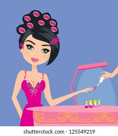 Vector Illustration Beautiful Woman Beauty Salon Stock Vector (Royalty ...