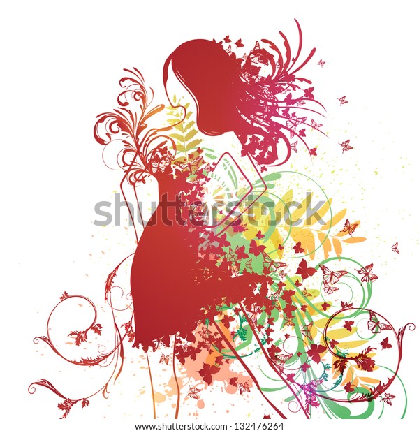 Download Vector Illustration Beautiful Woman Butterfly Dress Stock ...