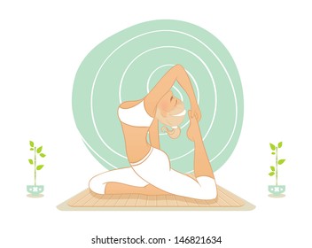 Vector illustration of Beautiful woman doing yoga practice