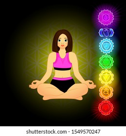 Vector illustration of beautiful woman doing yoga.