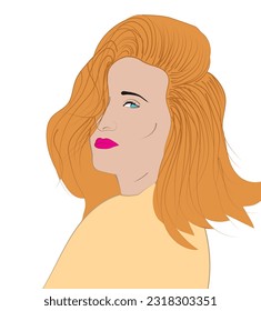 Vector illustration of beautiful woman. illustration drawing of beautiful blonde woman.