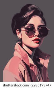 Vektorgrafik der schönen Frauenmode. Illustration einer Frau, die eine Sonnenbrille trägt.