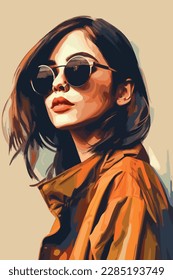 Vector illustration of beautiful woman fashion. Illustration of a woman wearing sunglasses.