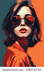 Vector illustration of beautiful woman fashion. Illustration of a woman wearing sunglasses.
