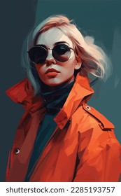 Ilustración vectorial de la hermosa moda femenina. Ilustración de una mujer con gafas de sol.