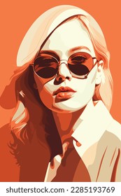 Vektorgrafik der schönen Frauenmode. Illustration einer Frau, die eine Sonnenbrille trägt.