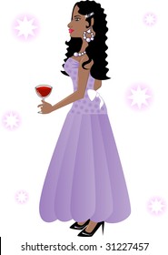 Vector Illustration of a Beautiful woman at a formal event.