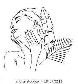 Vector illustration of Beautiful woman spa treatment. Beauty procedures