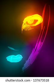Vector illustration of beautiful woman's face made of colorful light