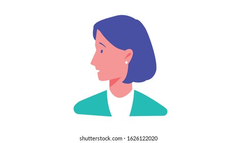 Vector illustration of beautiful woman's face on white background. Cartoon style