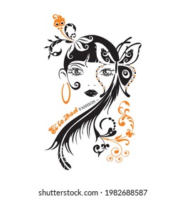 Ilustración vectorial de la hermosa cara de la mujer