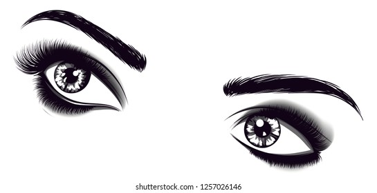 Vector Illustration Beautiful Women Eyes Make Vector De Stock Libre De Regalías 1257026146 8242