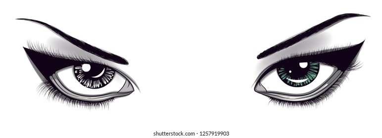vector illustration Beautiful Women Eyes with make up