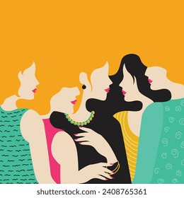 Ilustración vectorial del fondo de mujeres hermosas