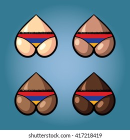 The vector illustration of beautiful women's booty in bikini with flag of Armenia.