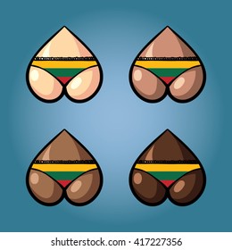 The vector illustration of beautiful women's booty in bikini with flag of Lithuania.