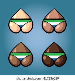 The vector illustration of beautiful women's booty in bikini with flag of Sierra Leone.