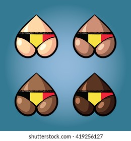 The vector illustration of beautiful women's booty in bikini with stars from flag of Belgium.